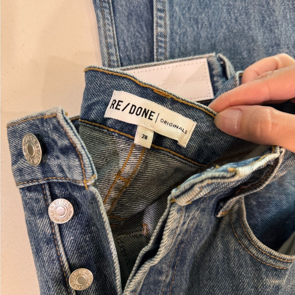 Re/Done Blue Denim Overalls Classic Vintage Style